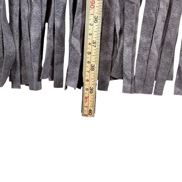 Pretty Angel Gray Linen Cotton Blend Fringe Western Boho Tunic Dress | M/L - Picture 9 of 11